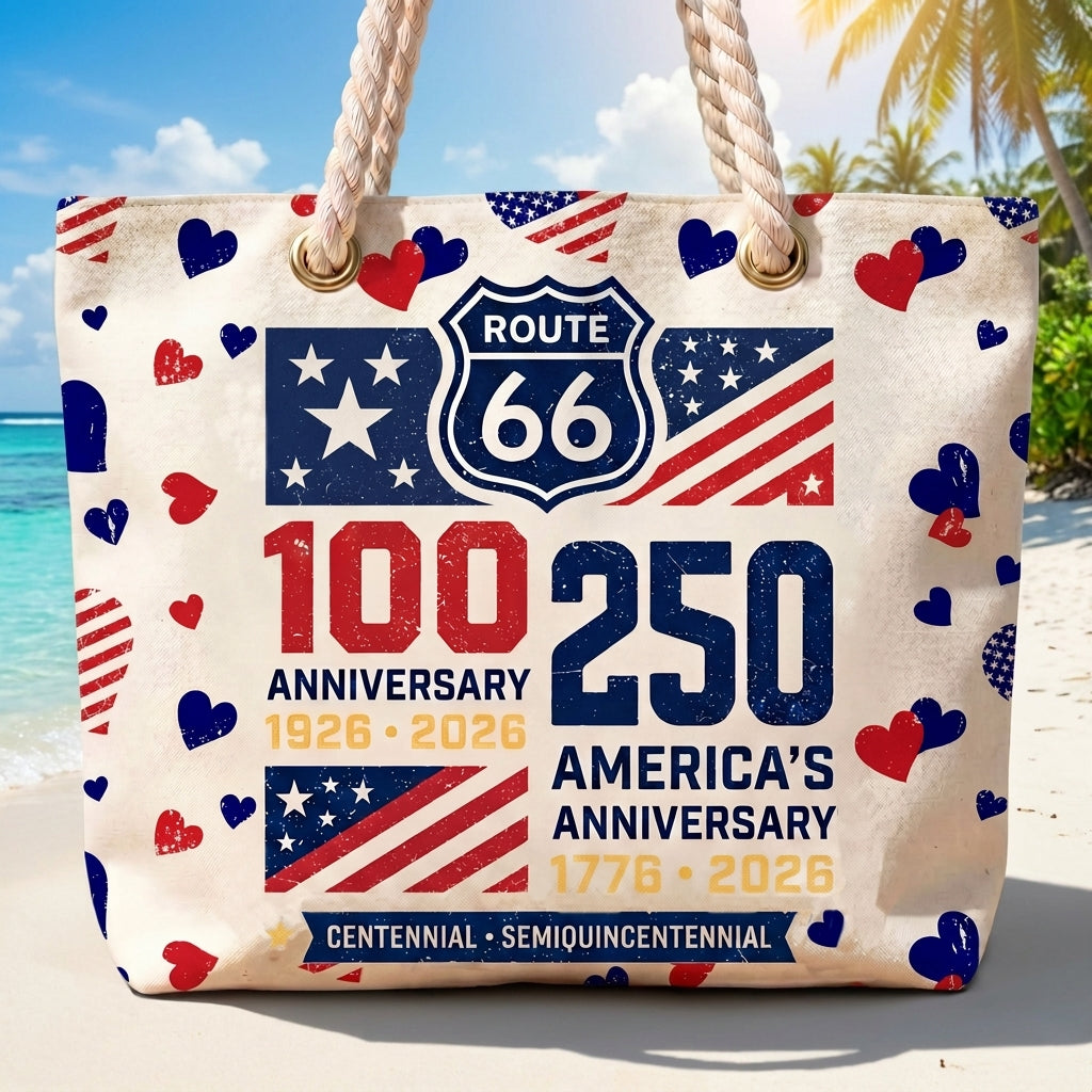 [Free delivery] Route 66 100 Years Anniversary Beach Bag