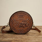 Jeep 85th Anniversary Personalized Circle Leather Crossbody Bag