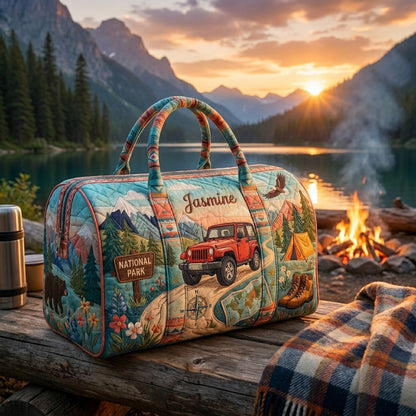 Jeepin' Under the Pines Personalized Quilted Pillow Bag