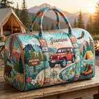 Jeepin' Under the Pines Personalized Quilted Pillow Bag