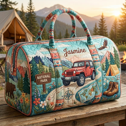 Jeepin' Under the Pines Personalized Quilted Pillow Bag