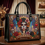 Forever In Bloom Rose Skull Lady Personalized Leather Bag + Free Wallet