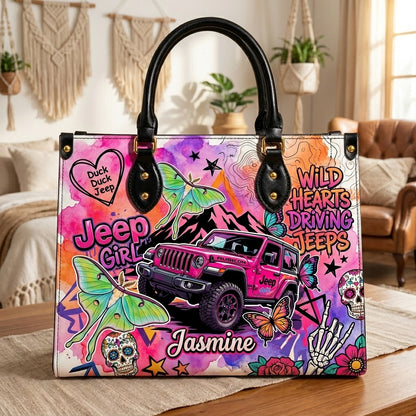 Jeep Skull Girl Personalized Leather Bag + Free Wallet