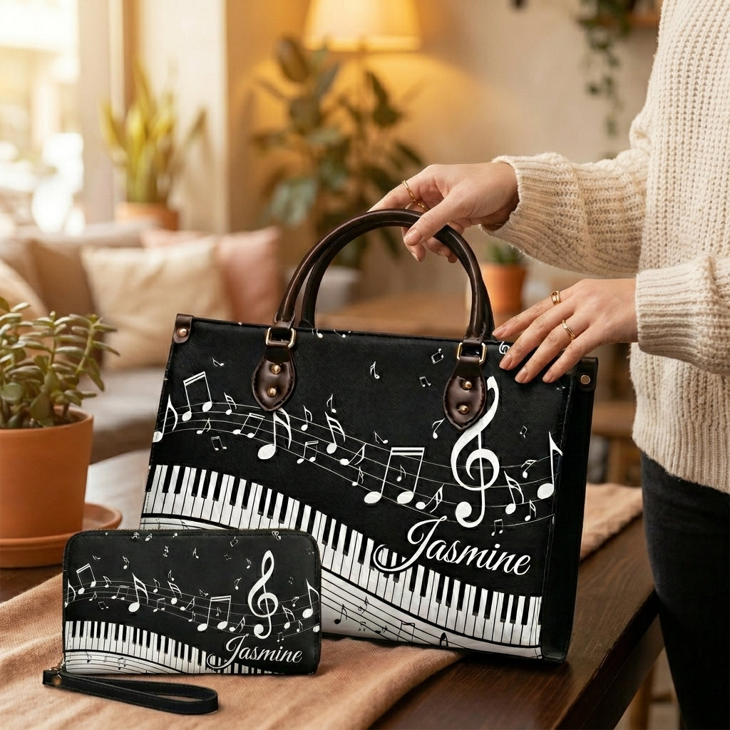 Piano Tiles Personalized Leather Bag + Free Wallet