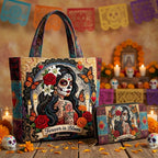 Forever In Bloom Rose Skull Lady Personalized Quilted Tote Bag & Free-Motion Embroidery Wallet Set