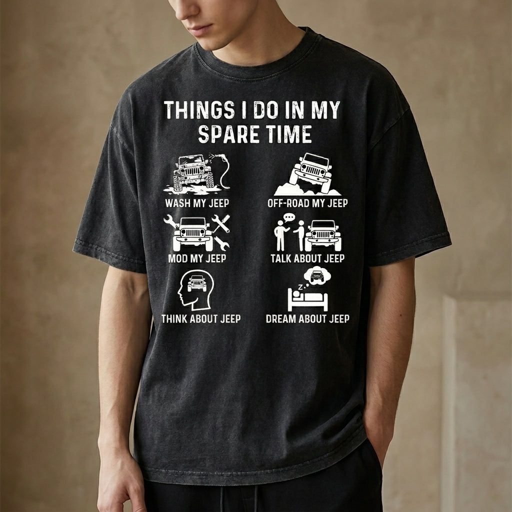 Things I Do In My Spare Time Washed Cotton T-shirt