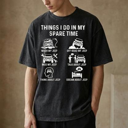 Things I Do In My Spare Time Washed Cotton T-shirt