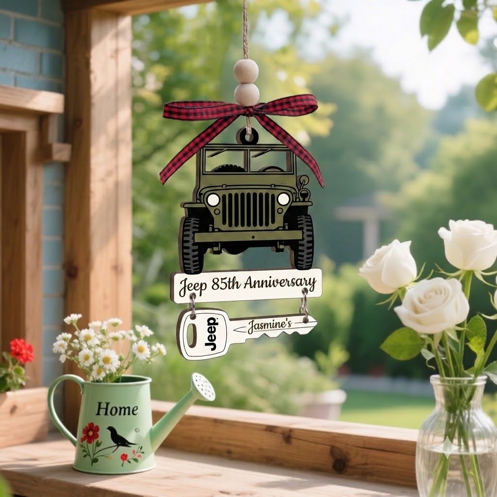 Jeep 85th Anniversary Wooden Ornament With Wooden Tag