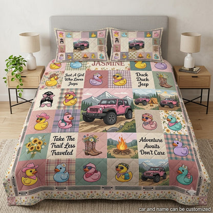 Duck Duck Jeep Girl Personalized Quilt Bedding Set