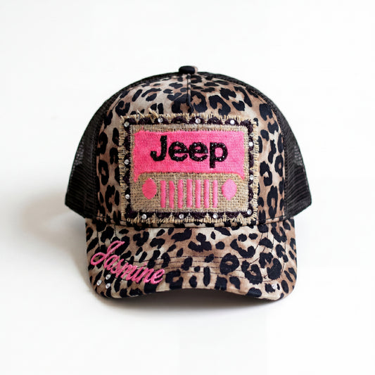 Leopard Jeep Personalized Cap