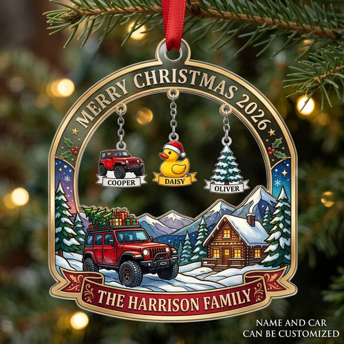 Personalized Jeep Christmas Family Ornament