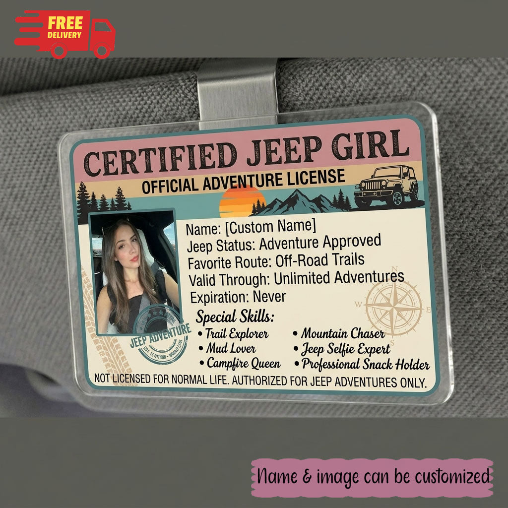 Certified Jeep Girl Personalized Acrylic Car Visor Clip