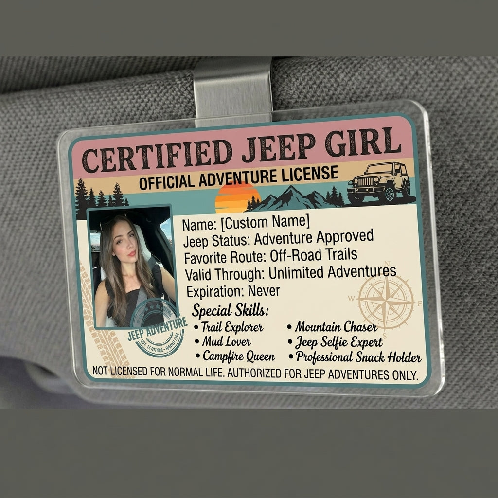 Certified Jeep Girl Personalized Acrylic Car Visor Clip