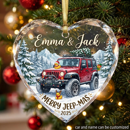 Merry Jeep-Mas Glass Ornament
