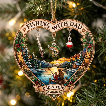 Fishing With Dad Family Fishing Personalized Christmas Ornament