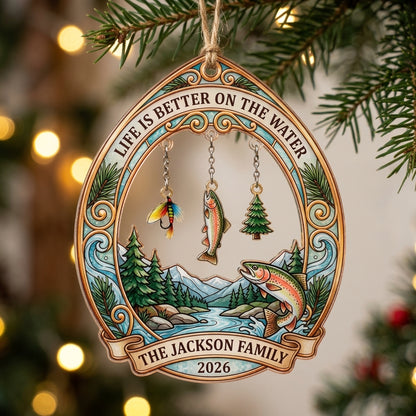 Life Is Better on the Water Trout Fishing Personalized Christmas Ornament