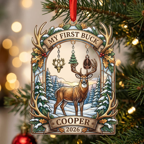 My First Buck Deer Hunting Personalized Christmas Ornament