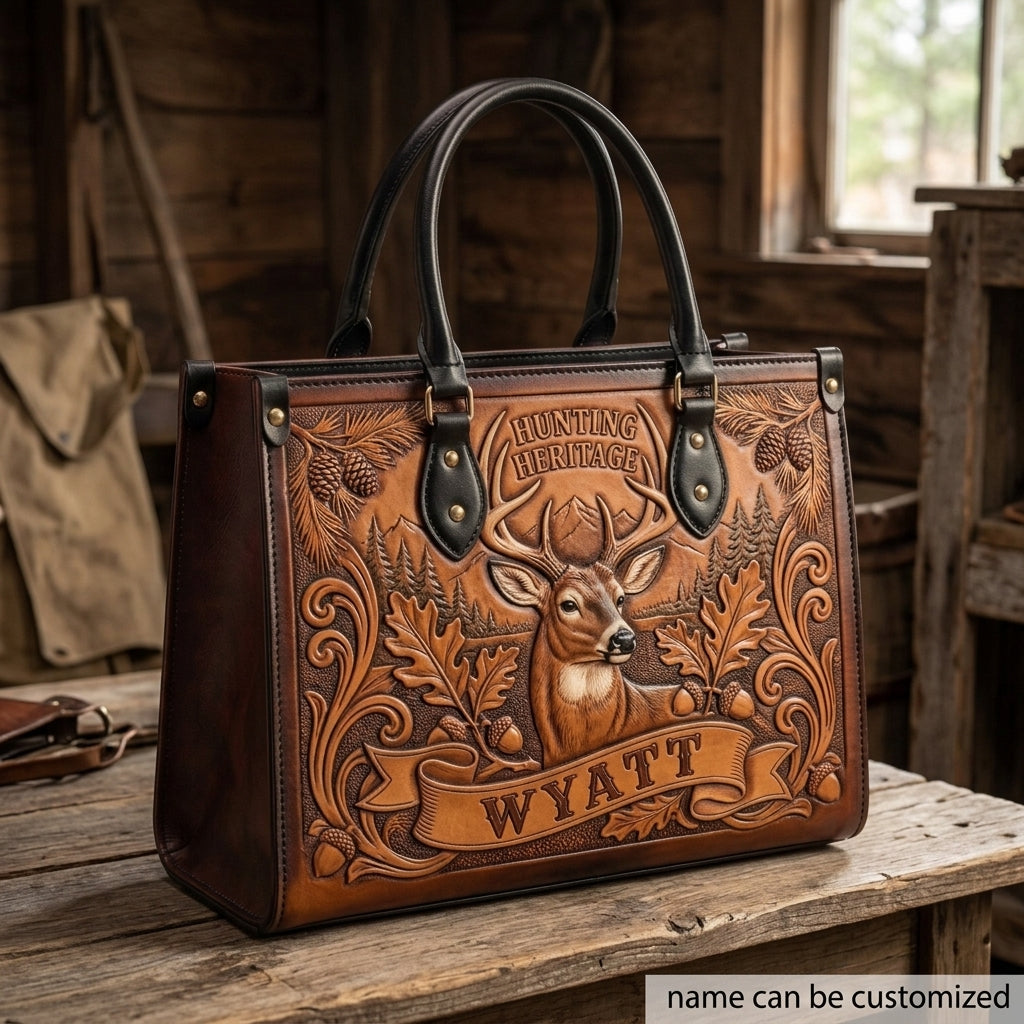 Hunting Heritage Deer Leather Bag + Free Wallet