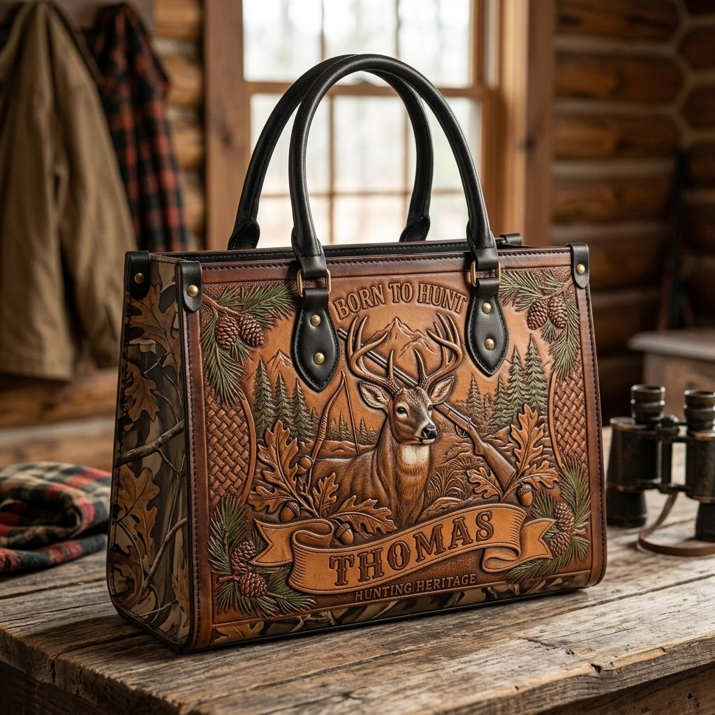 Hunt More Worry Less Elk Leather Bag + Free Wallet