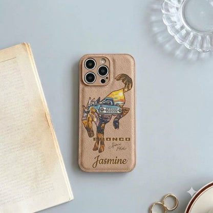 Bronco Since 1966 Personalized Leather Phone Case