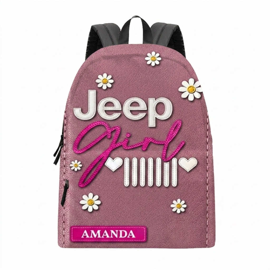 Jeep Girl Pink Personalized Backpack