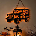 Jeep Skeleton Personalized Luminous Wooden Sign