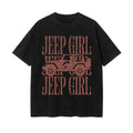 Jeep Girl Retro Washed Cotton T-Shirt