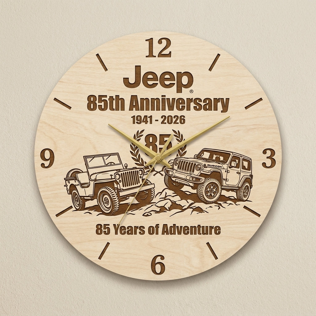 Jeep 85th Anniversary Wooden Clock