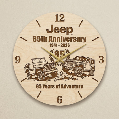 Jeep 85th Anniversary Wooden Clock