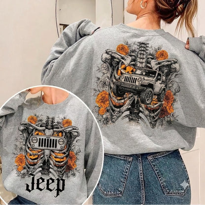 Jeep Pumpkin Skeleton Sweatshirt