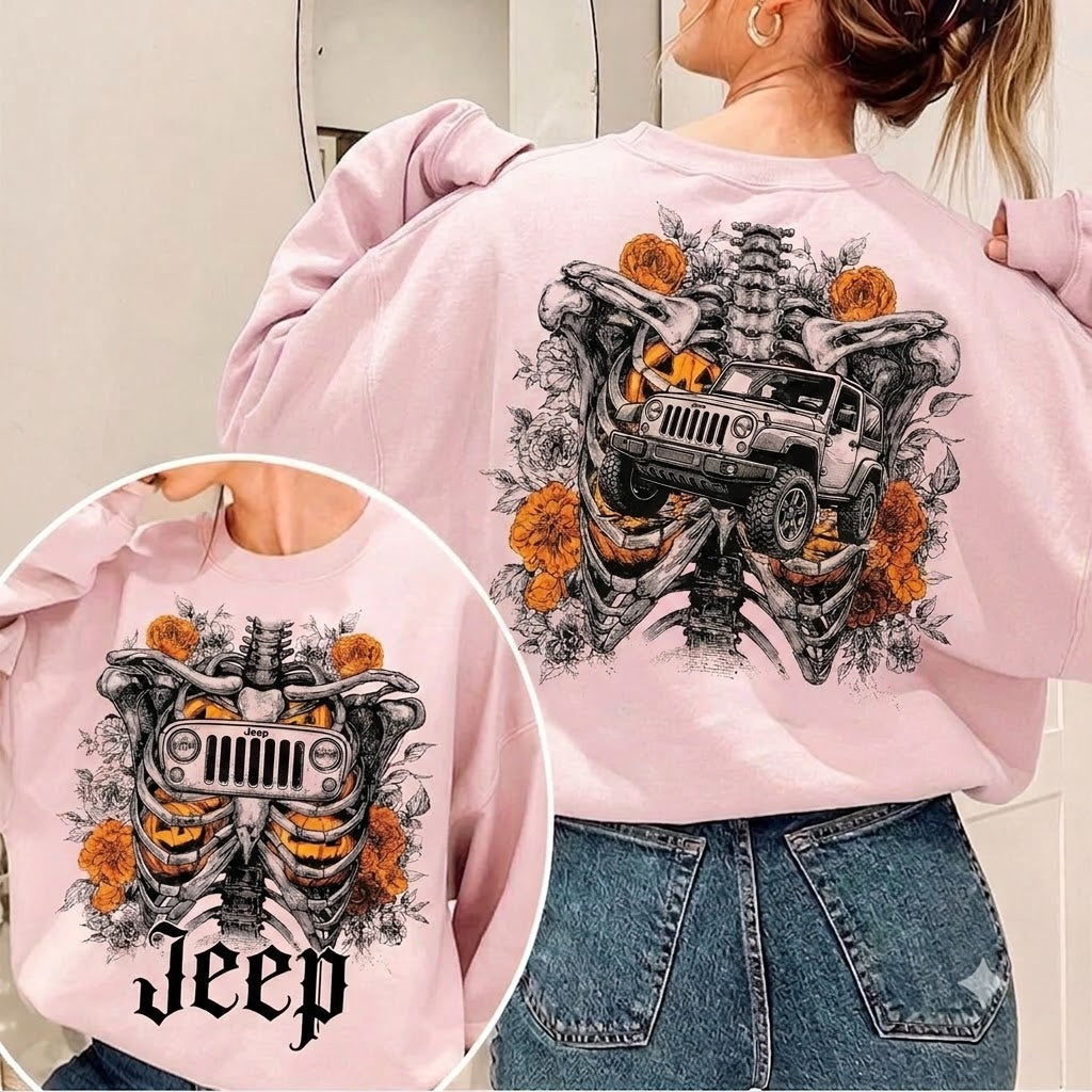 Jeep Pumpkin Skeleton Sweatshirt