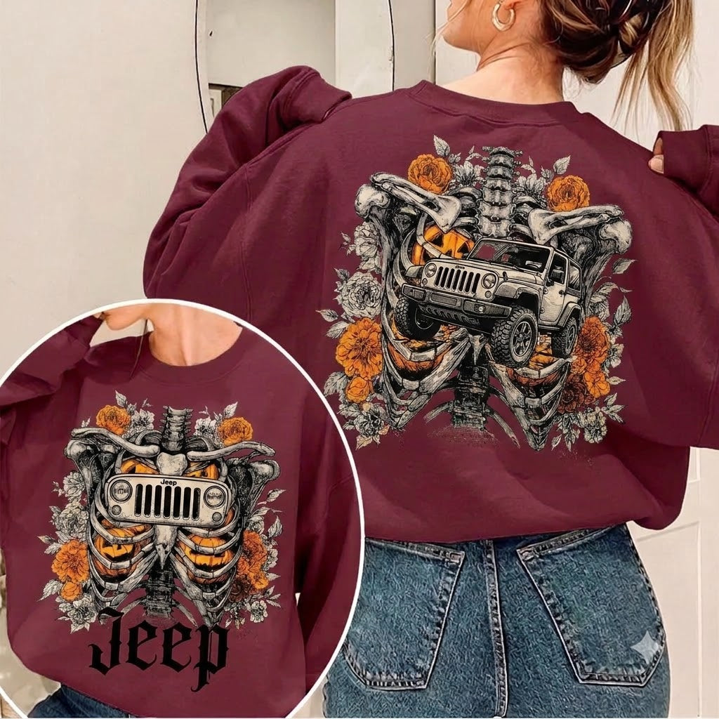 Jeep Pumpkin Skeleton Sweatshirt