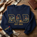Personalized Dad with Photo Letters, Custom Sleeve Name Heart Embroidery, Faceless Portrait Sweatshirt