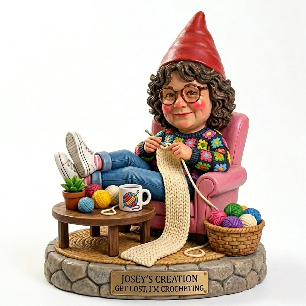 Custom Cute Crochet Lover Gnome From Photo Personalized Custom Acrylic Plaque
