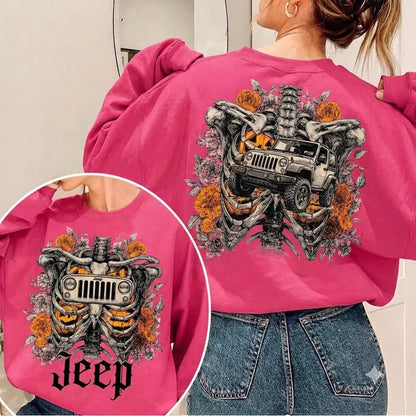 Jeep Pumpkin Skeleton Sweatshirt