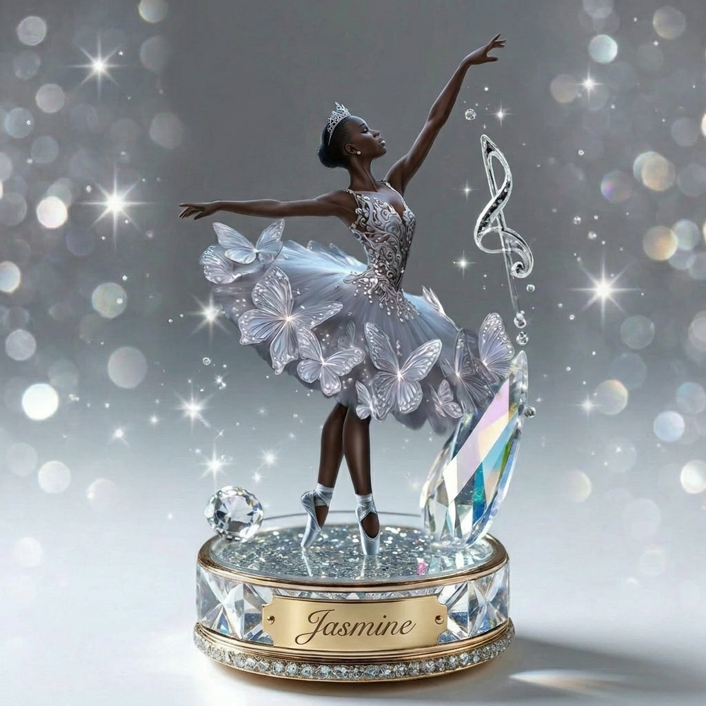 Sparkling Black Woman Ballerina Personalized Custom Acrylic Plaque