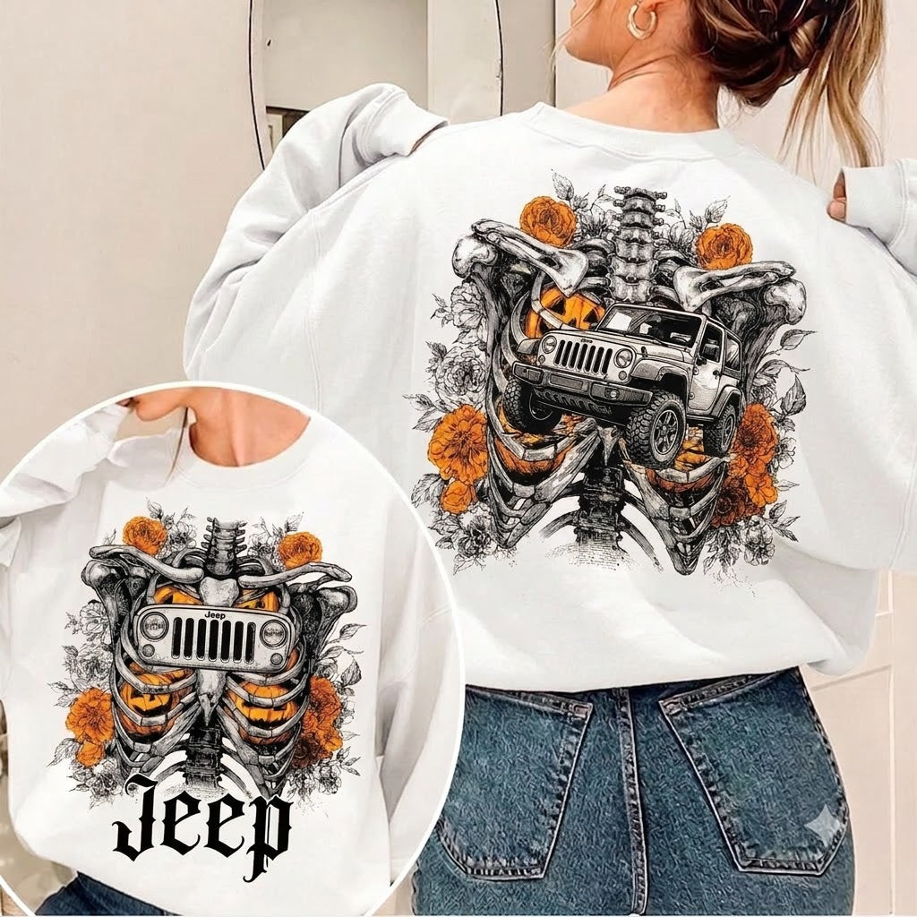 Jeep Pumpkin Skeleton Sweatshirt