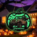 Jeep Witch Personalized Luminous Wooden Sign