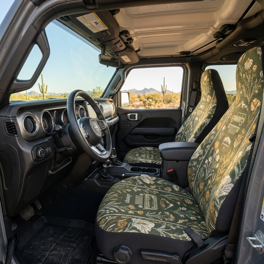 Wildflower Jeep Meadow Car Seat Cover