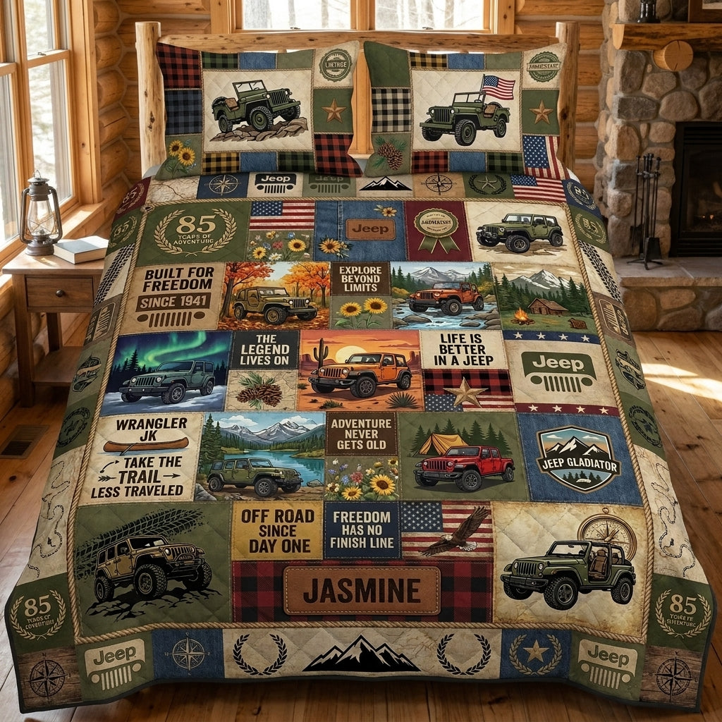 Jeep 85th Anniversary Personalized Quilted Bedding Set