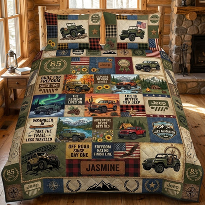 Jeep 85th Anniversary Personalized Quilted Bedding Set