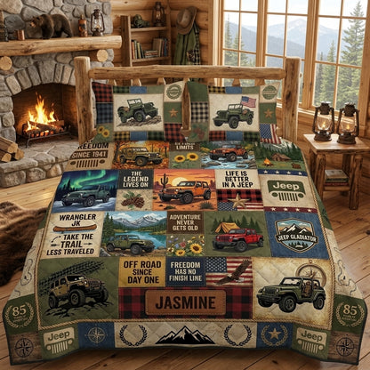 Jeep 85th Anniversary Personalized Quilted Bedding Set