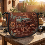 Wild & Fearless  Personalized Leather Saddle Bag
