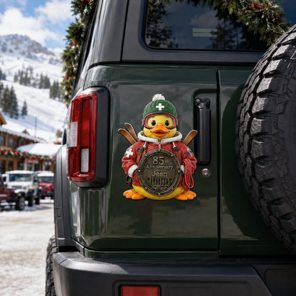 Jeep 85th anniversary Christmas duck vinyl magnet V5