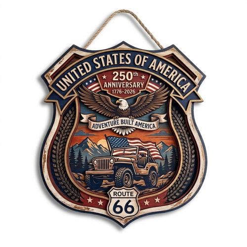 United States 250th Anniversary Jeep Route 66 Custom Door Sign