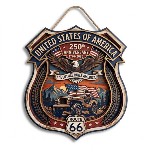 United States 250th Anniversary Jeep Route 66 Custom Door Sign