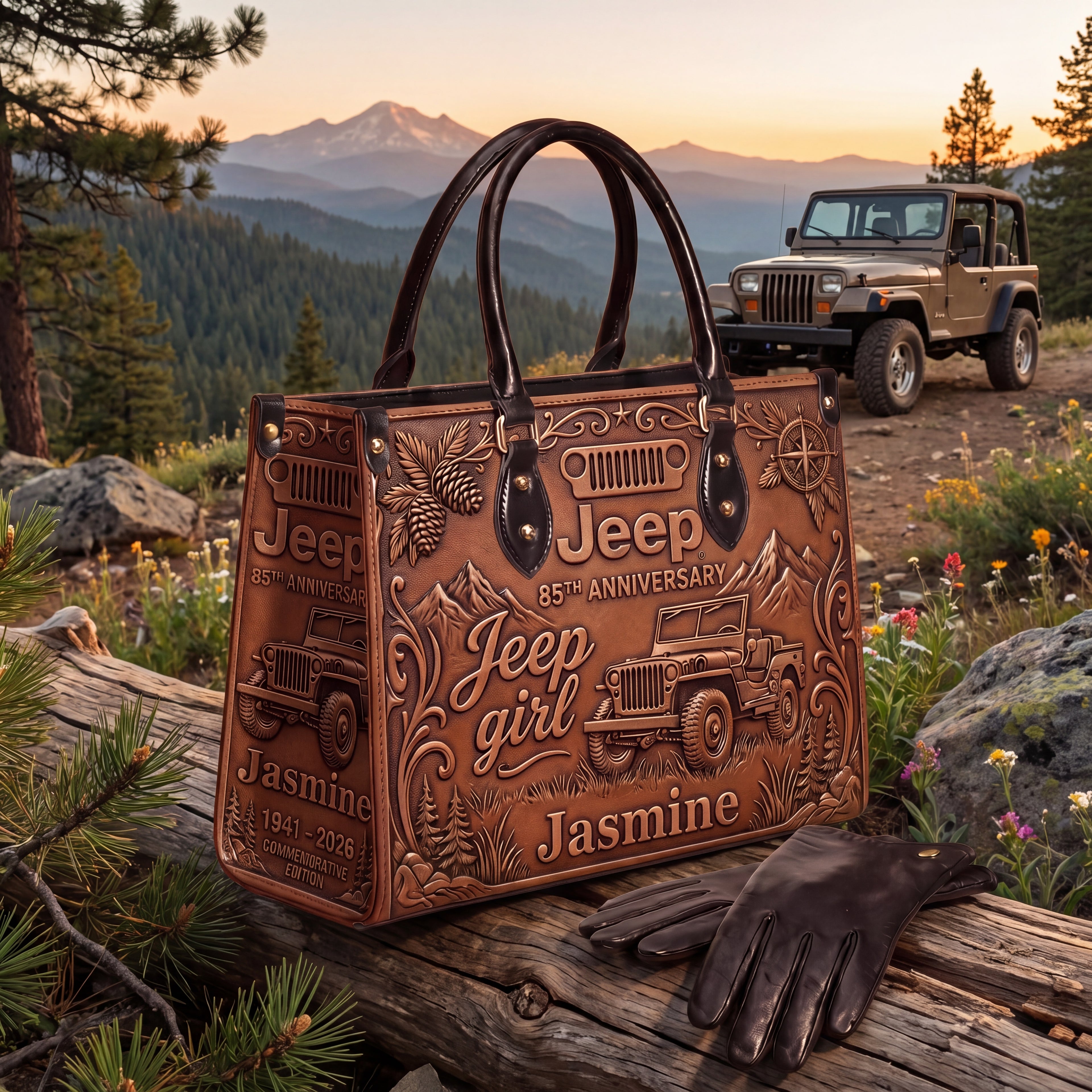 [Free delivery] Jeep 85th Anniversary Personalized Leather Bag + Free Leather Wallet