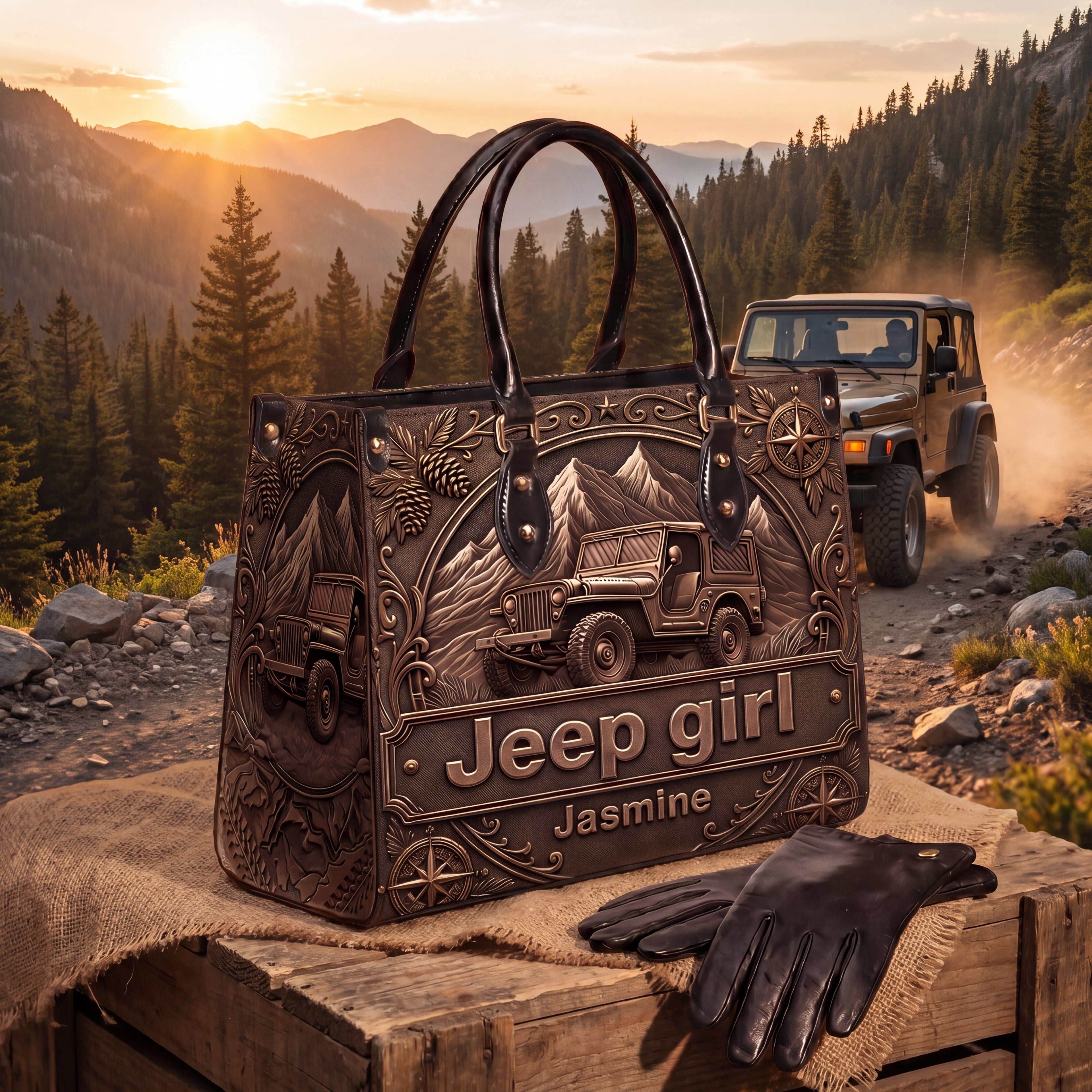 [Free delivery] Jeep Girl Personalized Leather Bag