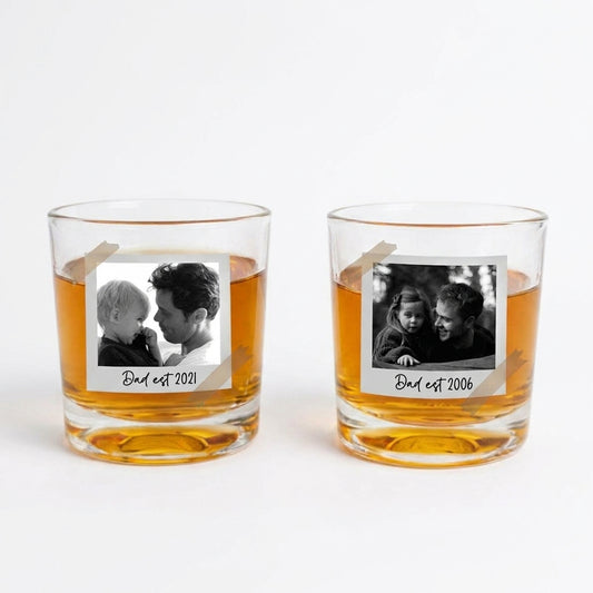 Custom Photo Personalized Whiskey Glass for Dad
