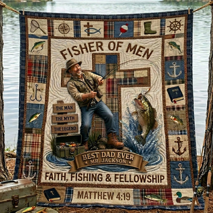 Fisher Of Men Personalized Quilted Blanket